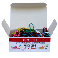 Agrafe de birou, colorate in PVC, 28 mm, DL Office, 100 buc